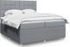 vidaXL Κρεβάτι Continental με στρώμα, ανοιχτό γκρι, ύφασμα 200x200 cm