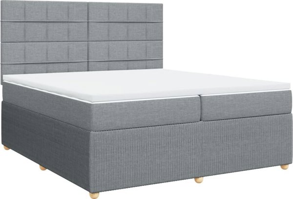 vidaXL Κρεβάτι Continental με στρώμα, ανοιχτό γκρι, ύφασμα 200x200 cm