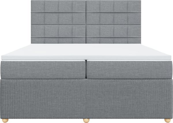 vidaXL Κρεβάτι Continental με στρώμα, ανοιχτό γκρι, ύφασμα 200x200 cm