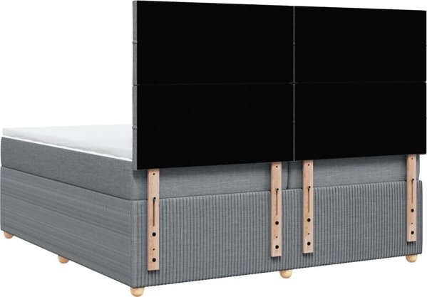 vidaXL Κρεβάτι Continental με στρώμα, ανοιχτό γκρι, ύφασμα 200x200 cm