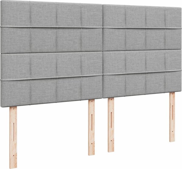 vidaXL Κρεβάτι Continental με στρώμα, ανοιχτό γκρι, ύφασμα 200x200 cm