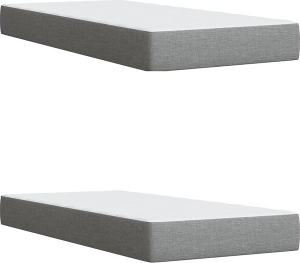 vidaXL Κρεβάτι Continental με στρώμα, ανοιχτό γκρι, ύφασμα 200x200 cm