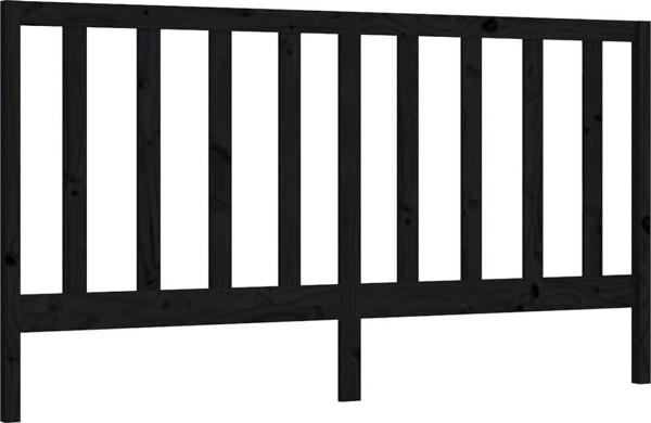 vidaXL Κεφαλάρι κρεβατιού, μαύρο, 206x4x100 cm, από μασίφ πεύκο