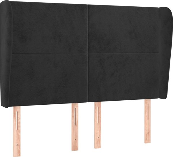 vidaXL Zaglowek uszak, czarny, 147x23x118/128 cm, aksamit