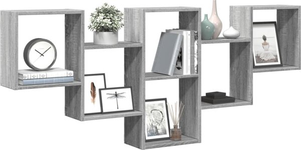 vidaXL Ράφι τοίχου γκρι δρυός Sonoma 159x18x66 εκ.