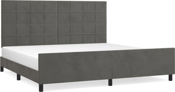 vidaXL Rama κρεβατιού με κεφαλάρι, σκούρο γκρι, 200x200 cm, βελούδινη
