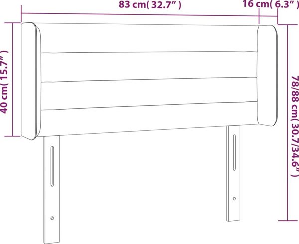 vidaXL Κεφαλάρι κρεβατιού με LED, ανοιχτό γκρι, 83x16x78/88 cm, βελούδο