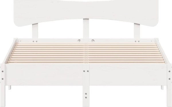vidaXL Κορνίζα κρεβατιού χωρίς στρώμα, λευκή, 150x200 εκ., φυσικό πεύκο
