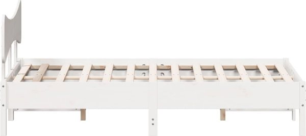 vidaXL Κορνίζα κρεβατιού χωρίς στρώμα, λευκή, 150x200 εκ., φυσικό πεύκο