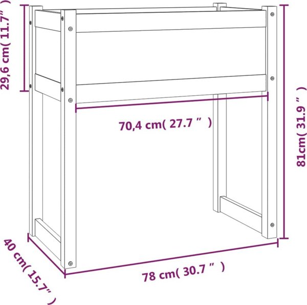 vidaXL Donica, 78x40x81 cm, lite drewno sosnowe