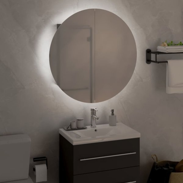 vidaXL Szafka lazienkowa z lustrem i LED, szary, 47x47x17,5 cm