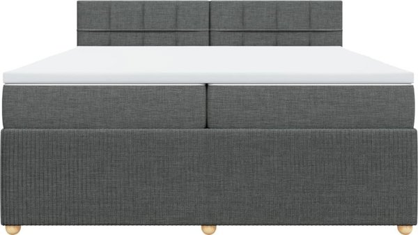 vidaXL Κρεβάτι Kontynentalne με Στρώμα, Σκούρο Γκρι Ύφασμα 200x200 cm