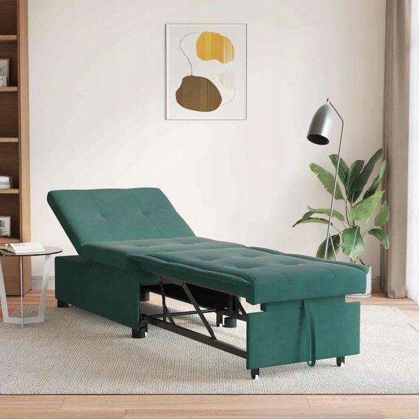 vidaXL καναπές-κρεβάτι σκούρο πράσινο 194 x 67 x 82 cm βελούδο