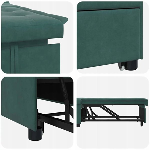 vidaXL καναπές-κρεβάτι σκούρο πράσινο 194 x 67 x 82 cm βελούδο