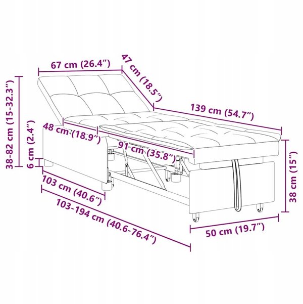 vidaXL καναπές-κρεβάτι σκούρο πράσινο 194 x 67 x 82 cm βελούδο