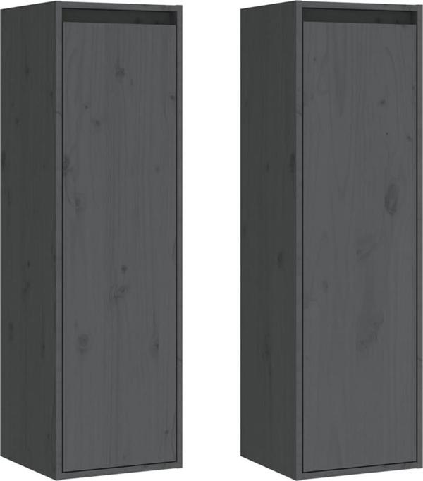 vidaXL Επιτοίχιες ντουλάπες, σετ 2 τεμ., γκρι, 30x30x100 cm, ξύλο πεύκου