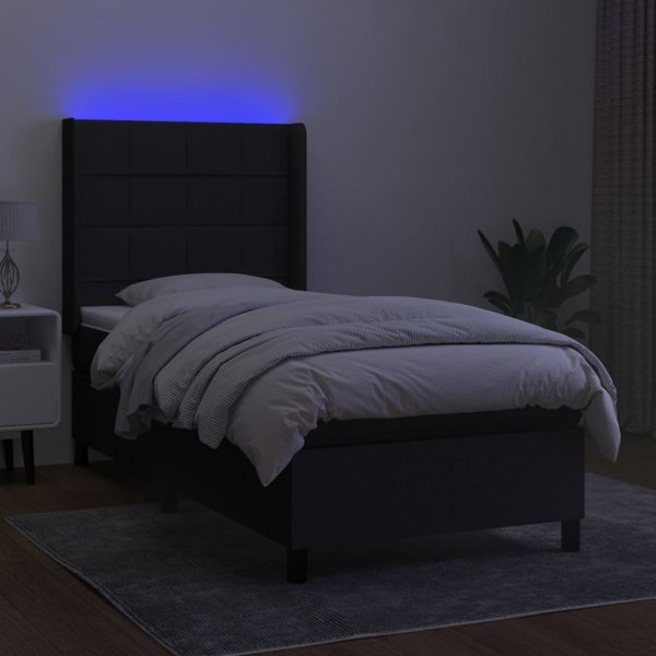 vidaXL Κρεβάτι kontynentalne με στρώμα, μαύρο, 100x200 cm, ύφασμα