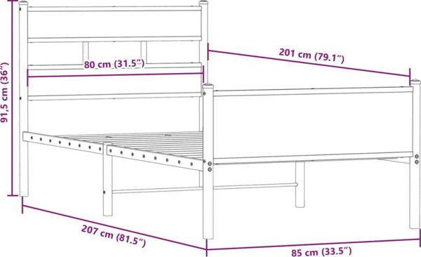 vidaXL Λίκνο καπνιστός δρυς 80x200 cm χωρίς στρώμα