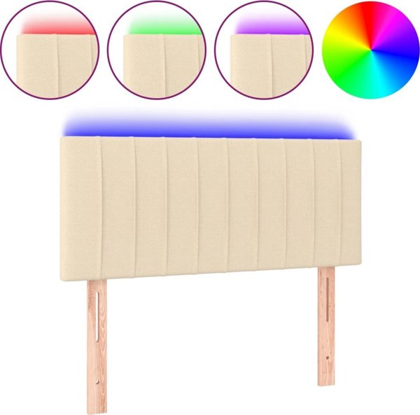 vidaXL Κεφαλάρι για κρεβάτι με LED, κρεμ, 80x5x78/88 cm, ύφασμα
