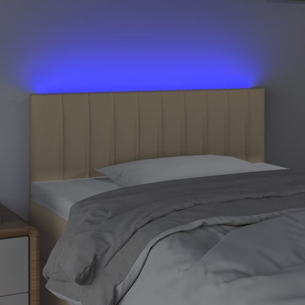 vidaXL Κεφαλάρι για κρεβάτι με LED, κρεμ, 80x5x78/88 cm, ύφασμα