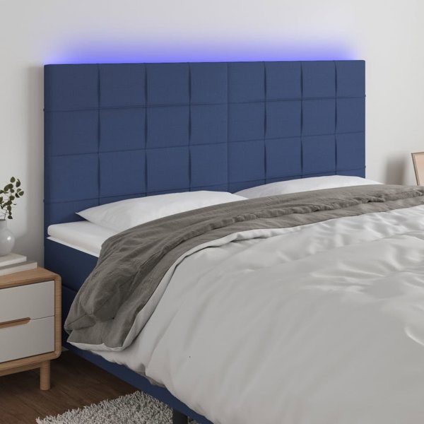 vidaXL Κεφαλάρι Κρεβατιού με LED, Μπλε, 180x5x118/128 cm, Υφασμάτινο