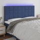 vidaXL Κεφαλάρι Κρεβατιού με LED, Μπλε, 180x5x118/128 cm, Υφασμάτινο
