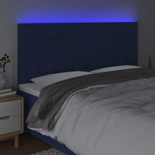 vidaXL Κεφαλάρι Κρεβατιού με LED, Μπλε, 180x5x118/128 cm, Υφασμάτινο