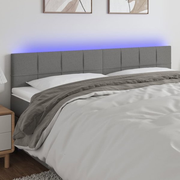 vidaXL Zaglowek do lozka me to LED, ciemnoszary, 180x5x78/88 cm, tkanina