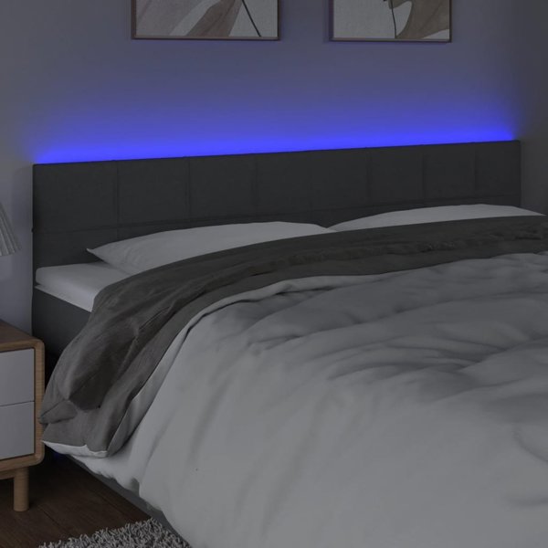 vidaXL Zaglowek do lozka me to LED, ciemnoszary, 180x5x78/88 cm, tkanina