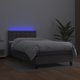 vidaXL Lozko kontynentalne z materacem i LED, szara ekoskora 80x200 cm