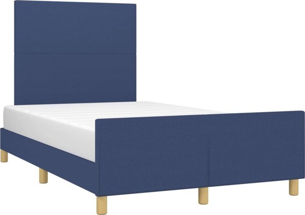 vidaXL Ράβδος κρεβατιού με κεφαλάρι, μπλε, 120x200 εκ., επενδυμένη με ύφασμα