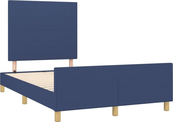 vidaXL Ράβδος κρεβατιού με κεφαλάρι, μπλε, 120x200 εκ., επενδυμένη με ύφασμα