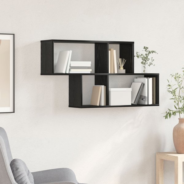 vidaXL Ράφι Τοίχου 100x20x53 εκ. από Ξύλο σε Μαύρη Δρυ, Διακοσμητικό για Οργάνωση Χώρου