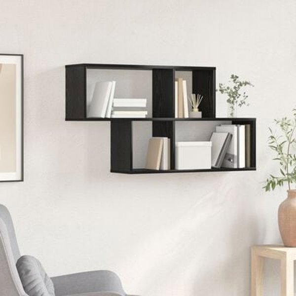 vidaXL Ράφι Τοίχου 100x20x53 εκ. από Ξύλο σε Μαύρη Δρυ, Διακοσμητικό για Οργάνωση Χώρου