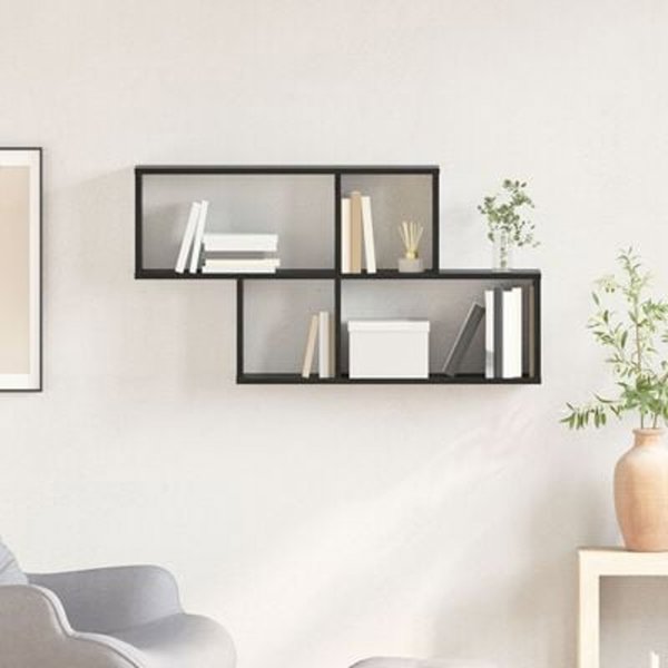 vidaXL Ράφι Τοίχου 100x20x53 εκ. από Ξύλο σε Μαύρη Δρυ, Διακοσμητικό για Οργάνωση Χώρου