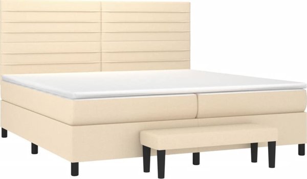 vidaXL Κρεβάτι Kontynentalne Κρεμ 200x200 εκ. με στρώμα από ύφασμα