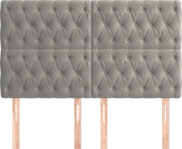 vidaXL Zaglowki do lozka, 4 szt., jasnoszare, 72x7x78/88 cm, aksamit