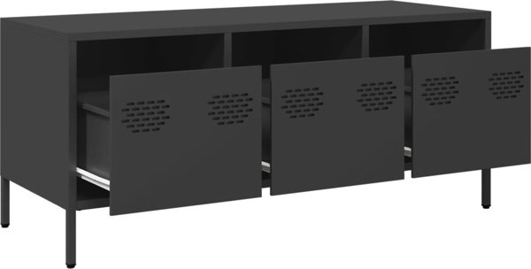 vidaXL Szafka RTV, czarna, 101,5x39x43,5 cm, stal walcowana na zimno