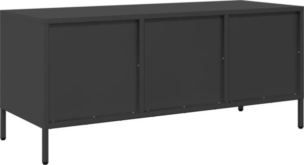 vidaXL Szafka RTV, czarna, 101,5x39x43,5 cm, stal walcowana na zimno