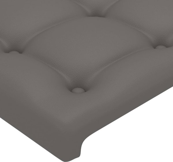 vidaXL Βάση κρεβατιού με κεφαλάρι, γκρι, 180x200 cm, επενδεδυμένο με συνθετικό δέρμα