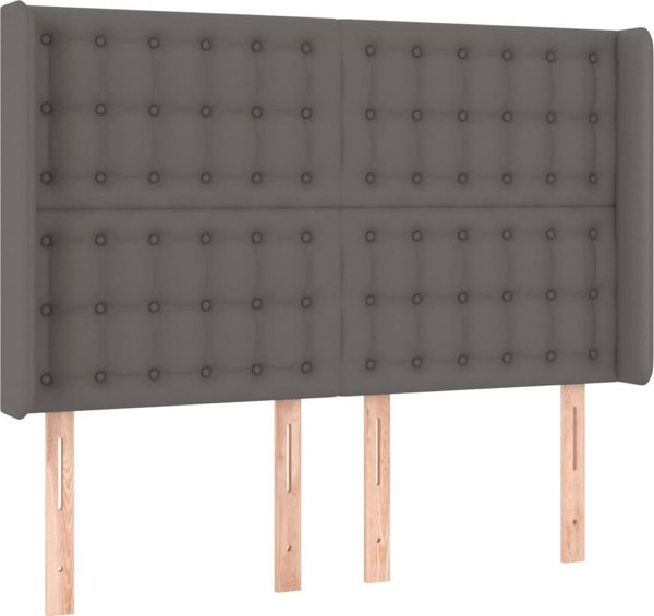 vidaXL Κρεβάτι κοντινεντάλ με στρώμα και LED, γκρι οικοδερμα, 140x190cm