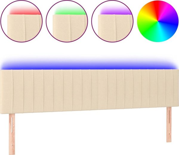 vidaXL Zaglowek do lozka me to LED, kremowy, 200x5x78/88 cm, tkanina