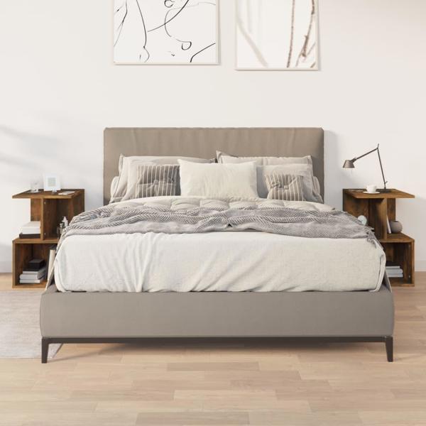vidaXL Σετ 2 κομοδίνα, σε χρώμα καπνισμένης δρυς, 35x35x55 εκ.