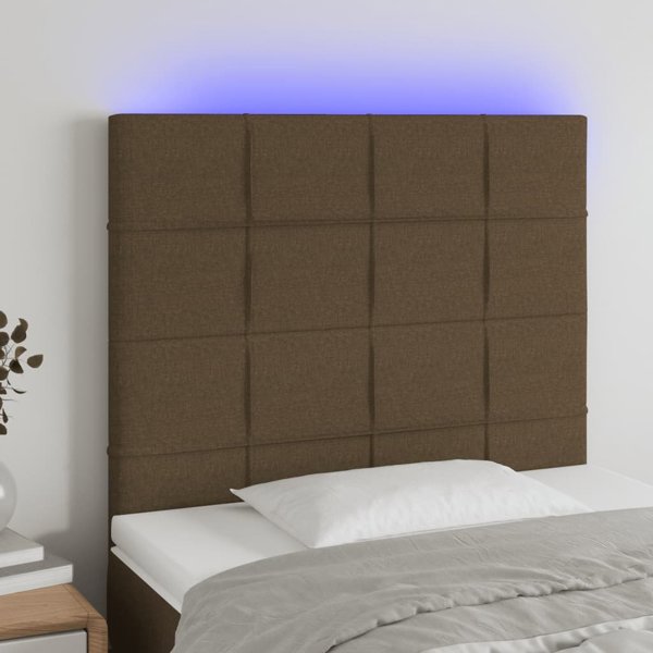 vidaXL Κεφαλάρι κρεβατιού με LED, σκούρο καφέ, 100x5x118/128 cm, ύφασμα
