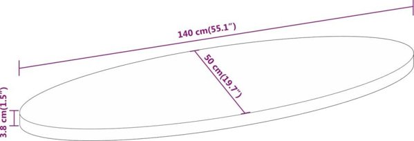 vidaXL Επιφάνεια τραπεζιού 140x50x3,8 εκ., οβάλ, ξύλο μάνγκο