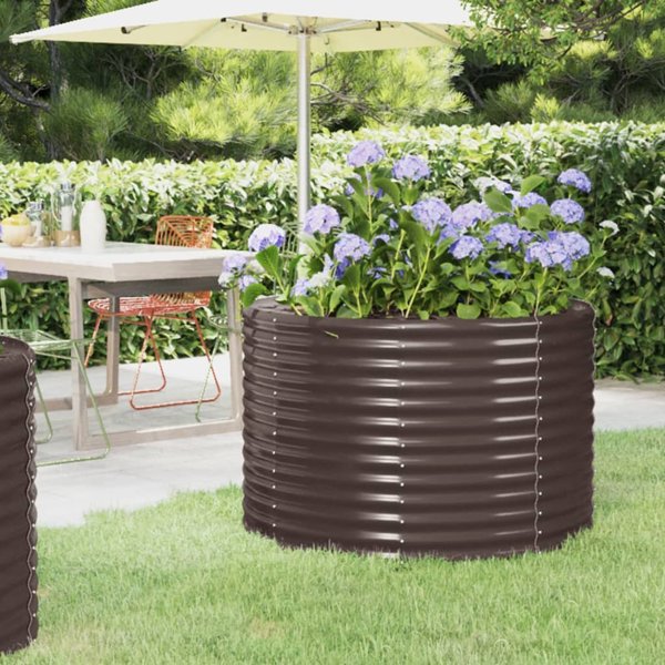 vidaXL Γλάστρα κήπου από ατσάλι με πούδρα, 100x100x68 εκ., καφέ