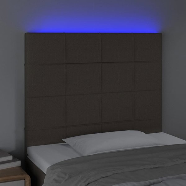 vidaXL Κεφαλάρι κρεβατιού με LED, taupe, 80x5x118/128 εκ, ύφασμα