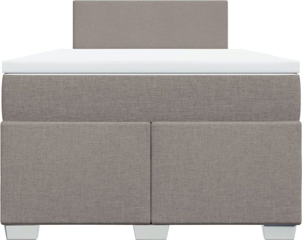 vidaXL Lozko kontynentalne z materacem, taupe, tkanina, 120x200 cm