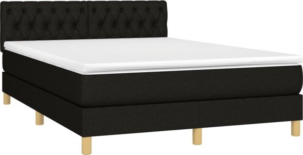 vidaXL Κοντινενταλ κρεβατι με στρωμα, μαυρο, 140x190 cm, υφασμα