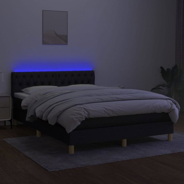 vidaXL Κοντινενταλ κρεβατι με στρωμα, μαυρο, 140x190 cm, υφασμα